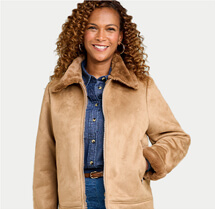 Bonded Zip Front Faux Shearling Jacket - LA499